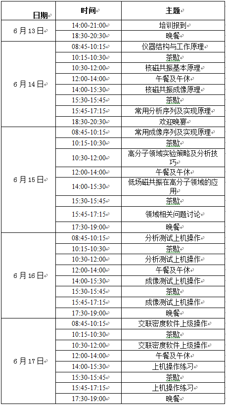 S201606期核磁共振技术与应用高级培训班第二轮通知